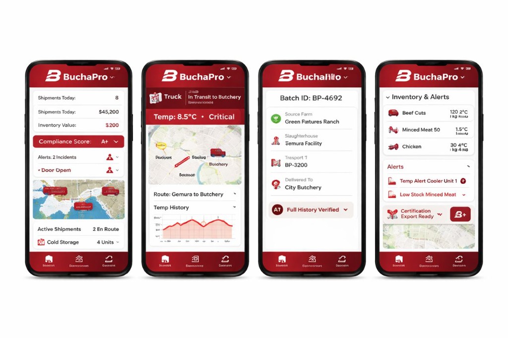 BuchaPro mobile app screens